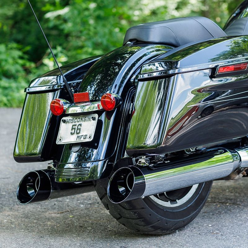 Chrome Mk45 Muffler with Black Cutlass End Cap for M8 Touring