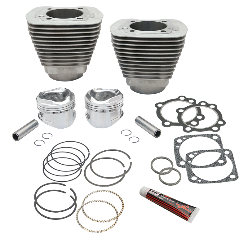 96" 3 5/8" Big Bore Cylinder and Standard Compression Piston Kit for 1984-'99 Big Twins with S&S® Super Stock® Heads - Natural Aluminum Finish