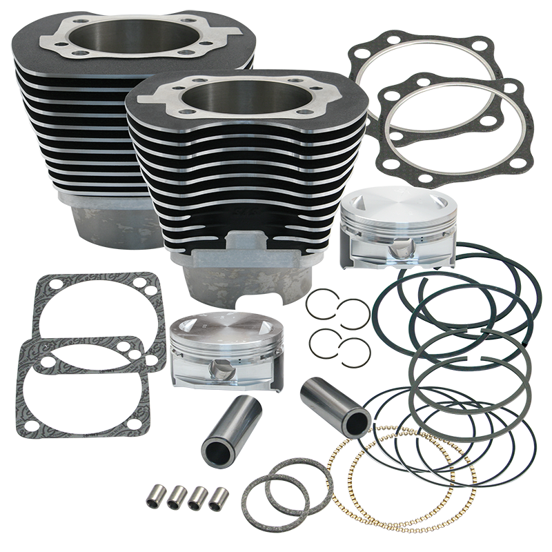 4 1/8" Bore Cylinder & Piston Kit For Early Production T111 Engines For 1999-2006 Big Twins - Wrinkle Black Powder Coat FInish