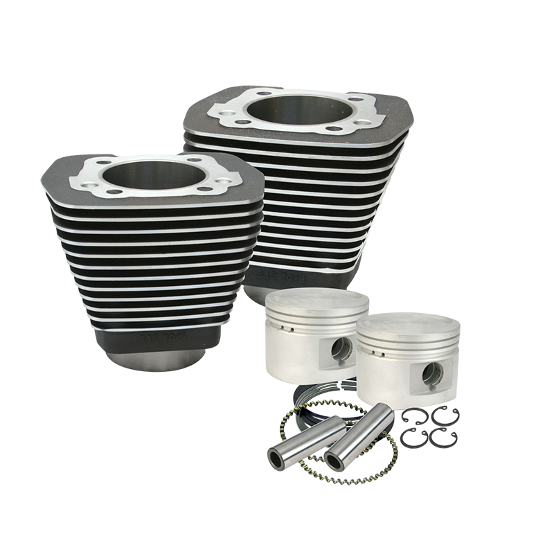 3-1/2" Bore Cylinder & Piston Kit For 1984-'99 Big Twins With Stock Or S&S Performance Replacment Cylinder Heads - Wrinkle Black Finish