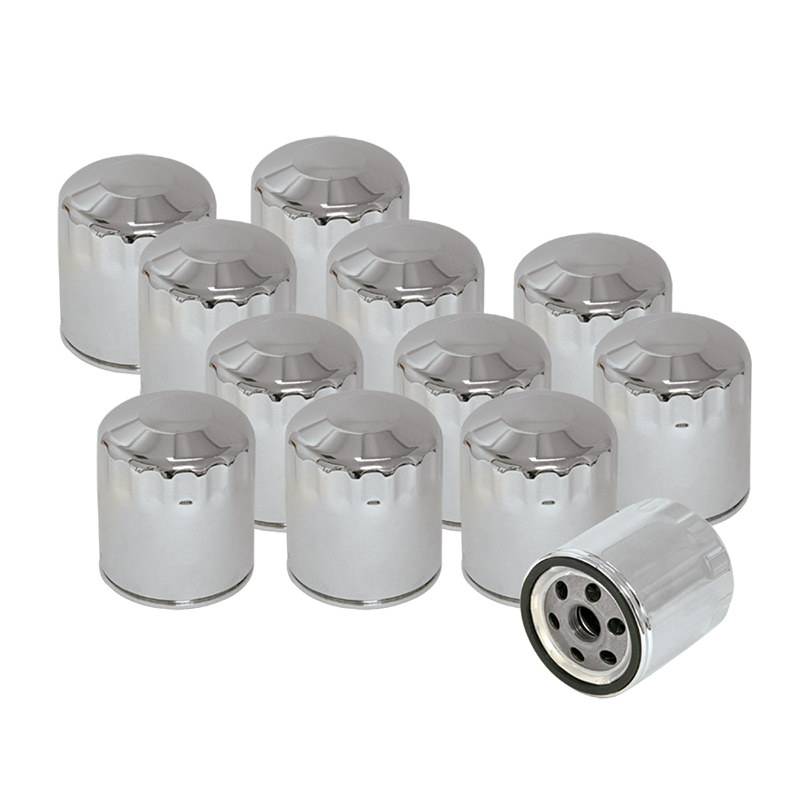 12 Pack of Chrome Oil Filters for HD® Sportster®, HD® Evolution®, and Shovelhead Models