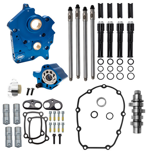 Cam Chest, Kit, Chain Drive, Water Cooled, Includes Cam Chain Tensioner, w/ Black Pushrod Tubes, HPT542, 2024-up M8