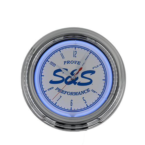 12.5" Silver S&S Script Neon Clock