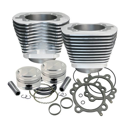 Replacement 3-7/8" Bore Cylinder & Piston Kit For S&S 95" Big Bore Kits For 1999-'06 Big Twins - Silver Power Coat Finish Replacement 3-7/8" Bore Cylinder & Piston Kit For S&S 95" Big Bore Kits For 1999-'06 Big Twins - Silver Power Coat Finish