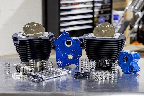 132" Power Pack with Chrome Pushrod Tubes and Cam Chain Tensioners, Chain Drive Cam, Black Finish without Highlight Fins, For Oil Cooled 2017-up M8 Models 132" Power Pack with Chrome Pushrod Tubes and Cam Chain Tensioners, Chain Drive Cam, Black Finish without Highlight Fins, For Oil Cooled 2017-up M8 Models