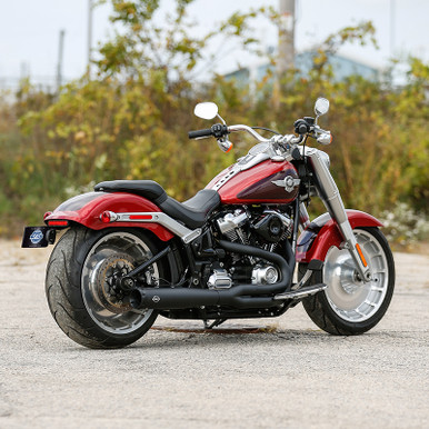 Exhaust System, Kit, 50 State, Super Street, 2 into 1, Black, 2018-'24 M8 Softail® Fat Boy®, and Breakout®, Wide Chassis