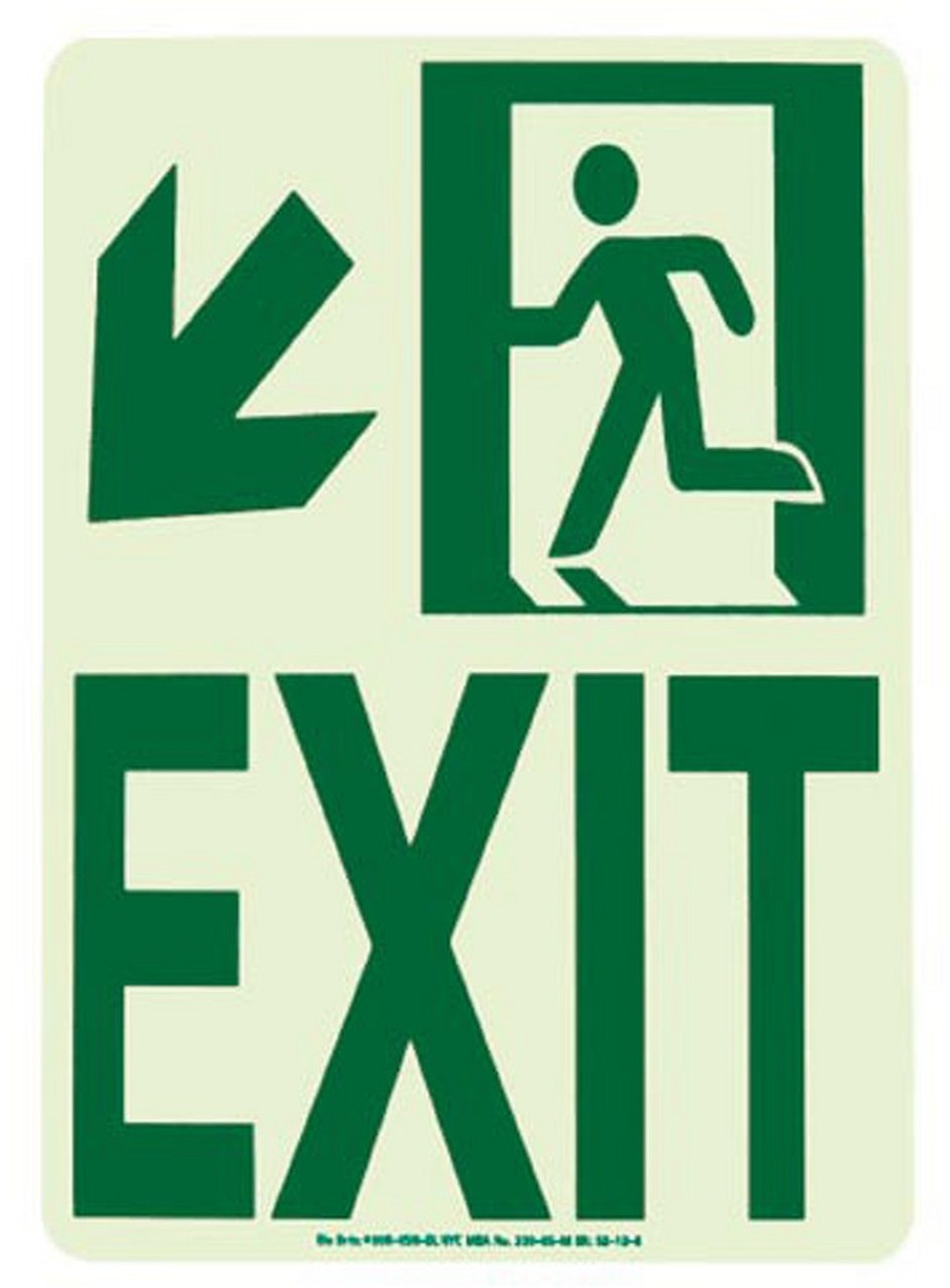 Glo Brite® Wall Mounted Exit Egress Signs - Photoluminescent Exit Signs