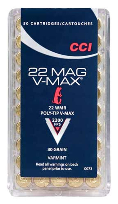 Experience unparalleled precision and performance with CCI Varmint .22 Magnum Ammunition featuring V-Max technology. Each box contains 50 rounds of 22 Win Mag cartridges, engineered for explosive expansion and superior accuracy. Ideal for varmint hunting, these cartridges deliver a muzzle velocity of 2200 fps and a muzzle energy of 322 ft lbs.