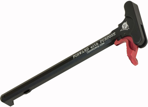 Enhance your AR-15 with the Odin Works XCH Complete Extended Charging Handle in striking red. This upgrade offers improved grip and functionality, ideal for avid shooters and enthusiasts.
