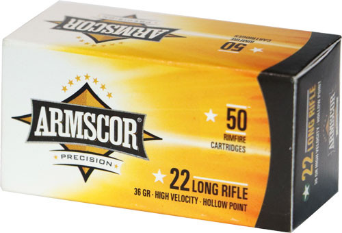 Discover the precision and reliability of Armscor 22 LR 36gr Hollow Point ammunition. Ideal for target shooting and hunting, each box contains 50 high-performance rounds. Perfect for .22 caliber firearms.