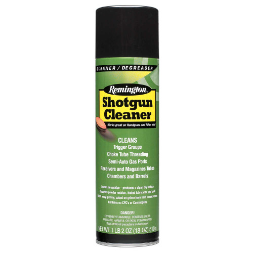 Discover the Remington Shotgun Cleaner 18 oz Aerosol (Model: 18472) - Your go-to solution for maintaining peak shotgun performance. Formulated for easy application and compatibility with various shotgun models, trust Remington's legacy of quality for top-notch results.