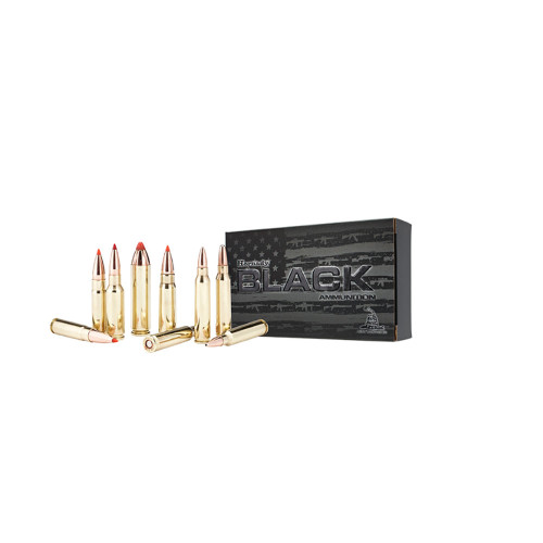 Discover Hornady BLACK .308 Winchester ammunition featuring 168 grain A-Max Match bullets. Ideal for precision shooting and competition, with high ballistic performance and reloadable brass cases.