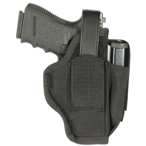 Discover the Blackhawk Ambidextrous Multi-Use Holster with Magazine Pouch designed for large-frame autos (3.75-4.5" barrel). This ambidextrous holster features a secure thumb break strap and built-in magazine pouch for convenient carry.