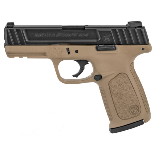 Discover the S&W SD9 9mm Luger Pistol in FDE. Reliable, accurate, and featuring a 16-round capacity. Crafted by Smith & Wesson for performance you can trust.