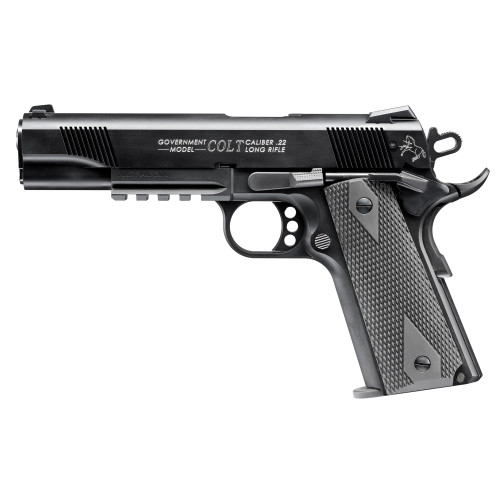 Explore the Walther Arms 1911 Colt Government A1 Picatinny Rail 22 Long Rifle Pistol - Blue/Black with a 5" barrel and 12+1 round capacity. Elevate your shooting experience with this classic yet modern firearm.