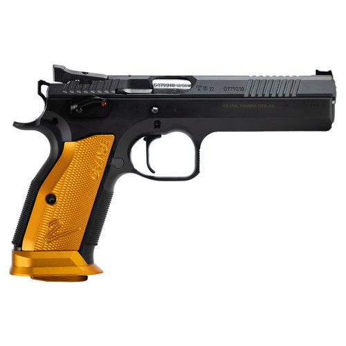 Dominate the competition with the CZ 75 Tactical Sport 2 Orange. This championship-level sport pistol features a metal frame, 5.2" barrel, fiber optic sights, and 17-round magazines, optimized for IPSC Standard and USPSA Limited divisions.