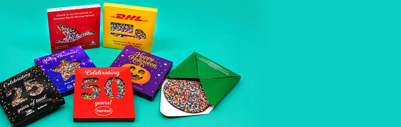 Branded freckle boxes for all kinds of corporate events