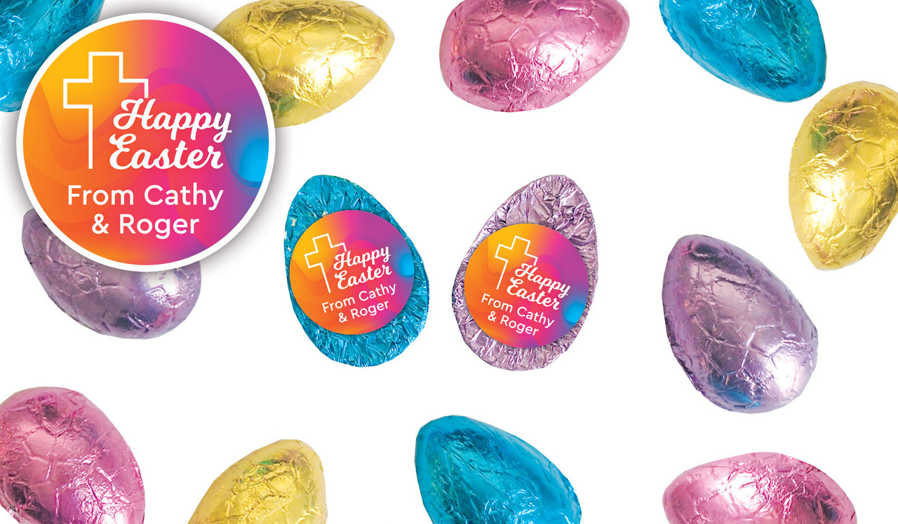 Radiant Religious Personalised Chocolate Half Easter Eggs
