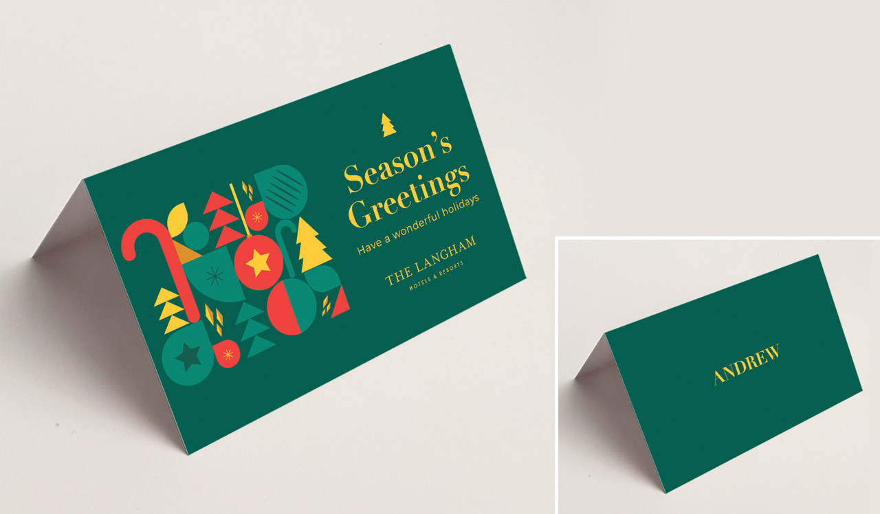 Bright And Merry Christmas Place Cards With Guest Names