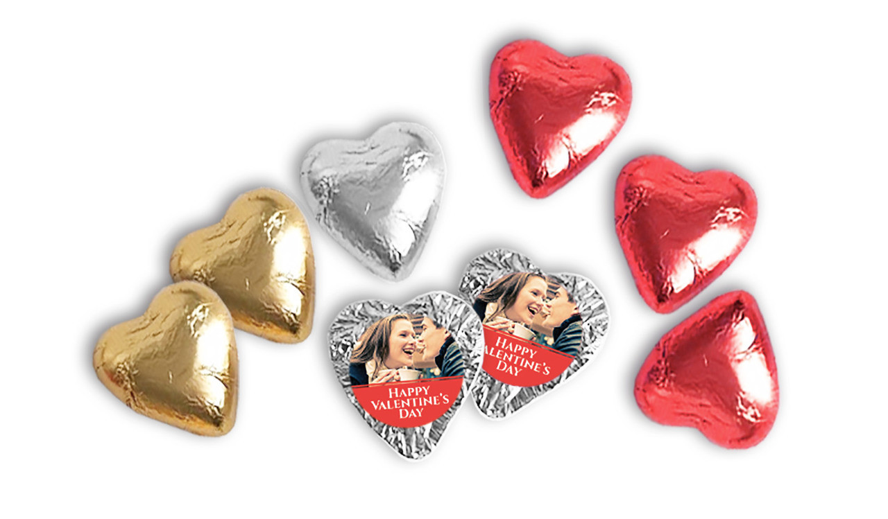 Foil Covered Personalised Chocolate Hearts