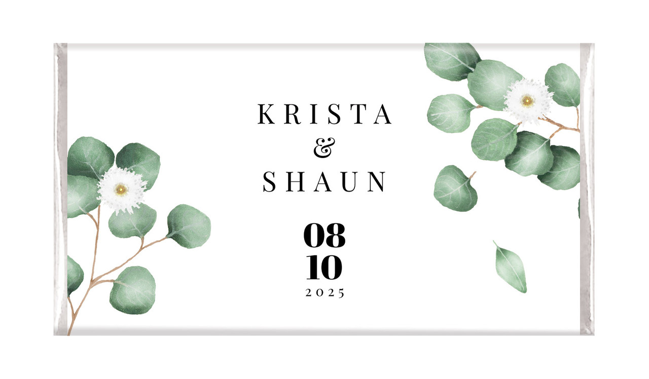 Eucalyptus Personalised Wedding Chocolate Bars