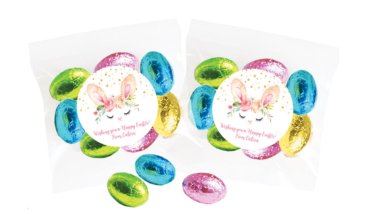 Bunny Face Personalised Bag Of Easter Eggs