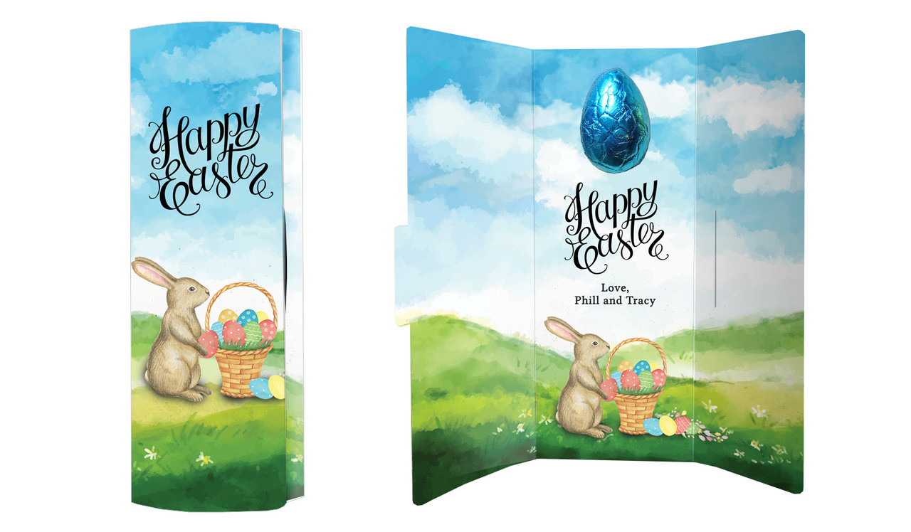 Bunny And Basket Personalised Easter Chocolate Card