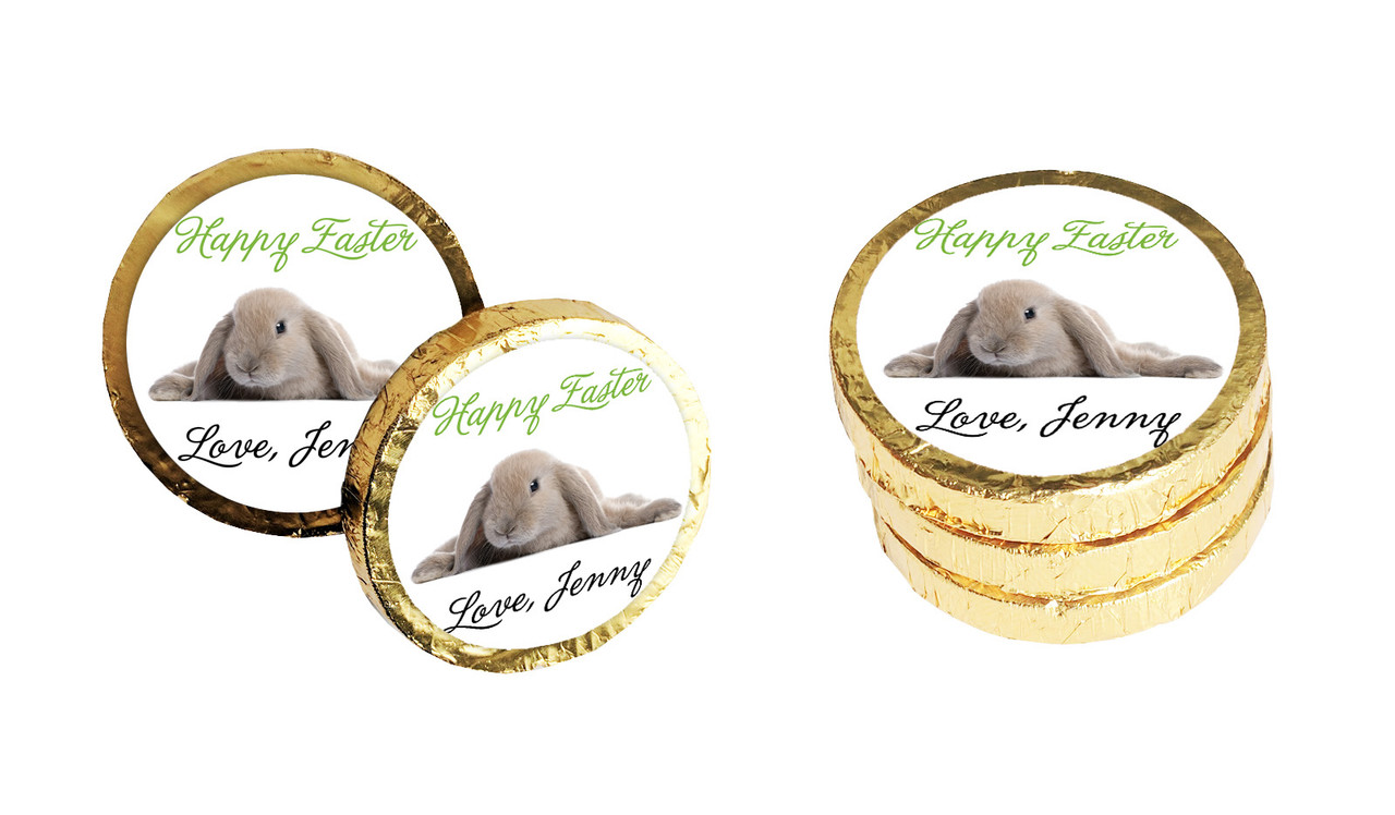 Floppy Eared Rabbit  Custom Easter Chocolate Coins
