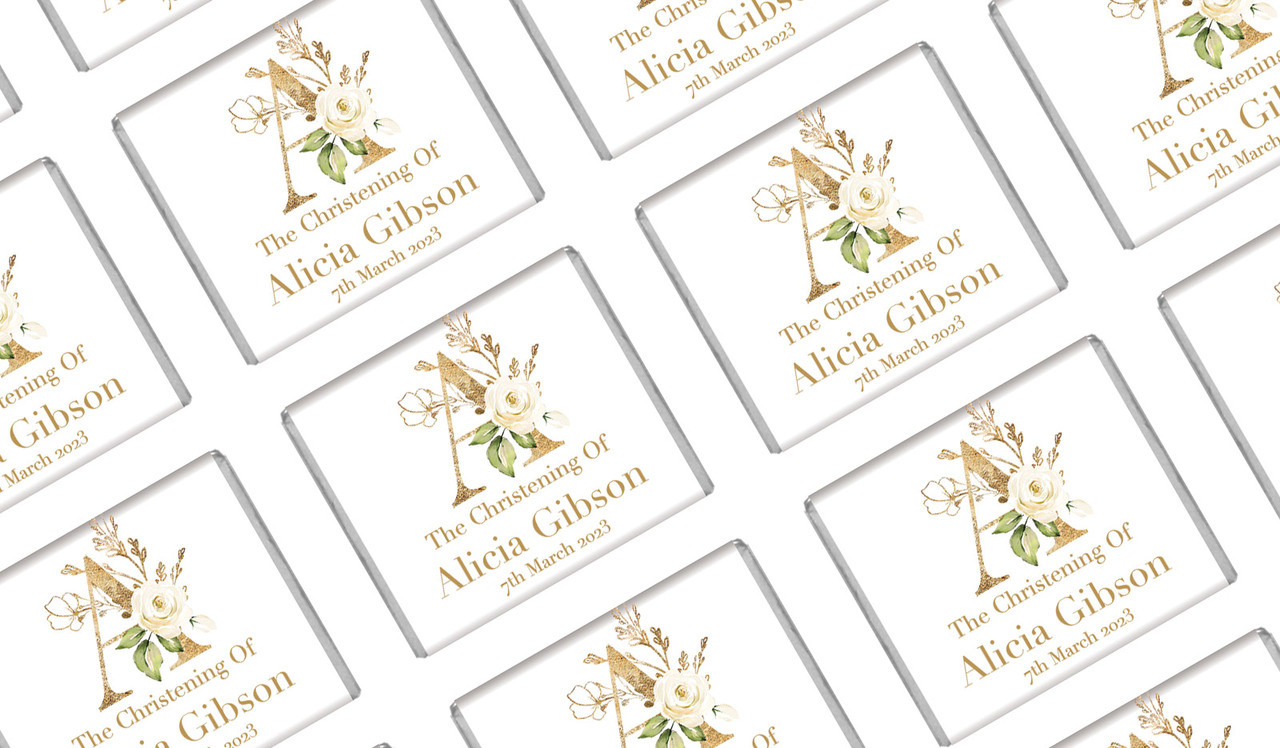 Monogram Rose Christening Mini Chocolates
