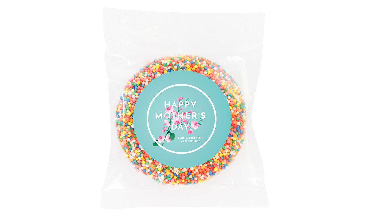 Pink Blooms on Aqua Mother's Day Personalised  Chocolate Freckle