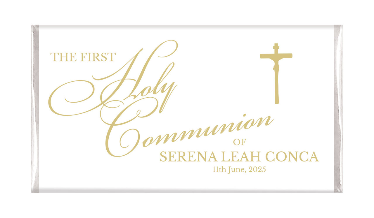 Gold Writing Communion Personalised Chocolates