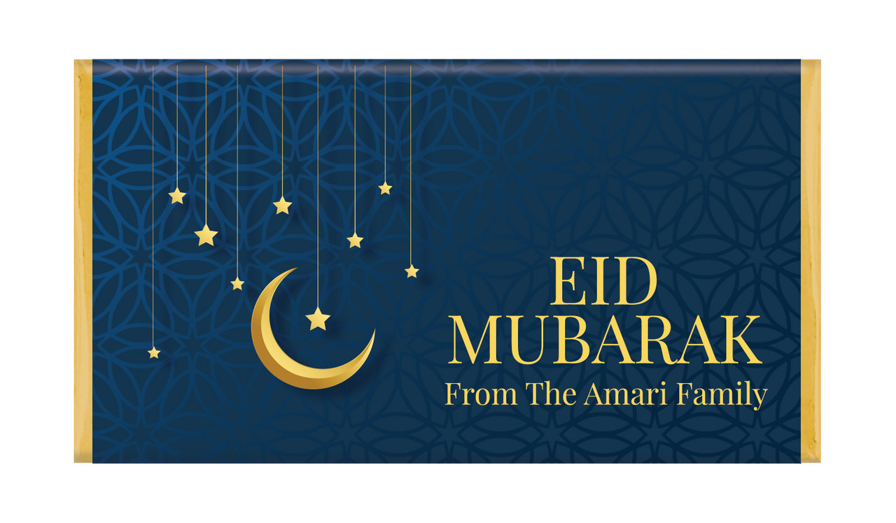 Moon on Navy Eid Mubarak Personalised Chocolate Bars