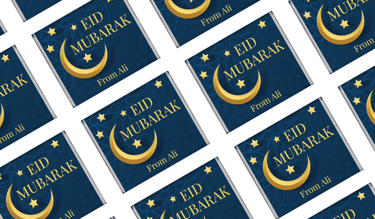 Moon on Navy Personalised Eid Mubarak Mini Chocolates