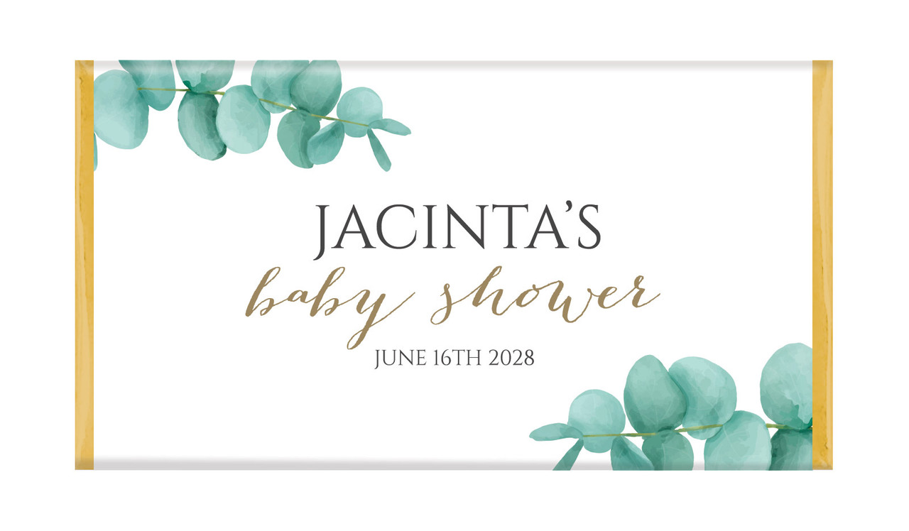 Eucalyptus Leaves Baby Shower Personalised Chocolate Bar