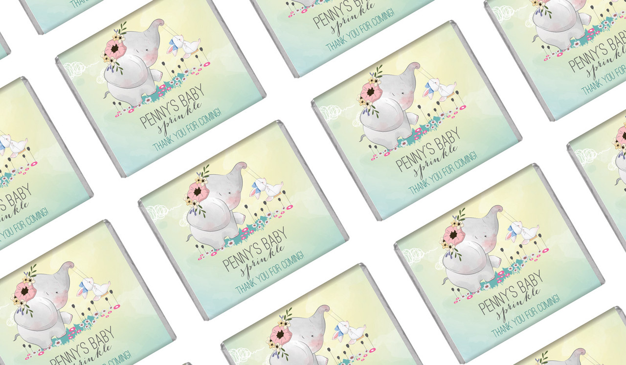 Elephant And Friend Custom Baby Shower Mini Chocolates