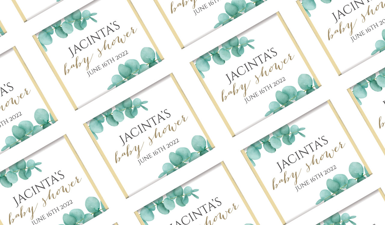 Eucalyptus Custom Baby Shower Mini Chocolates
