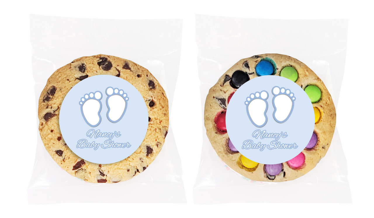 Baby Feet in Blue Baby Shower Personalised Cookie