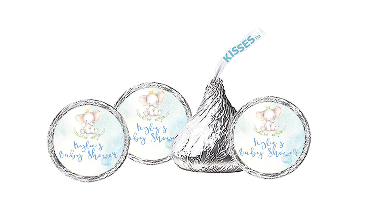 Sitting Elephant Blue Baby Shower Hershey's Kisses