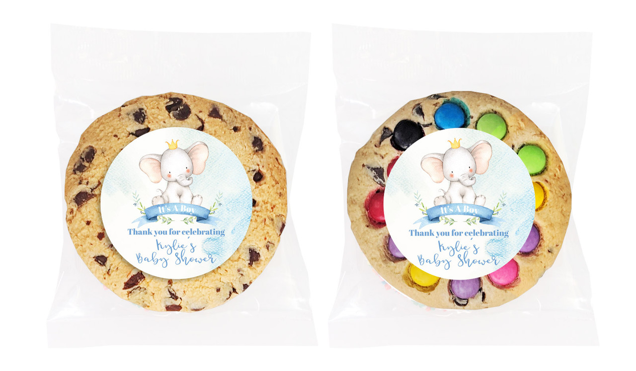 Sitting Elephant Blue Baby Shower Cookie