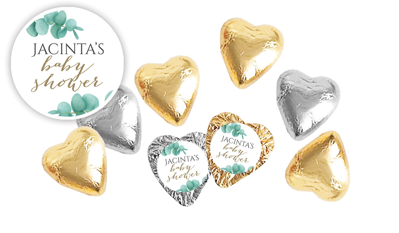 Eucalyptus Leaves Baby Shower Chocolate Hearts