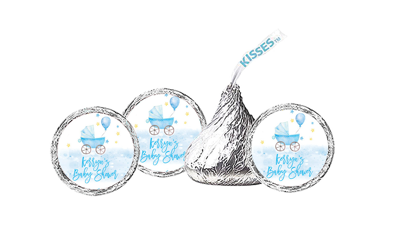 Pram On Blue Baby Shower Hershey's Kisses
