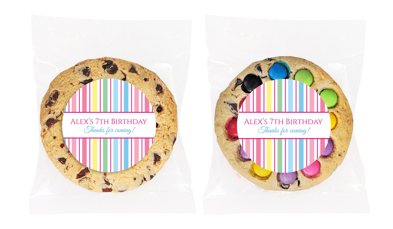 Pastel Stripe Personalised Birthday Cookie