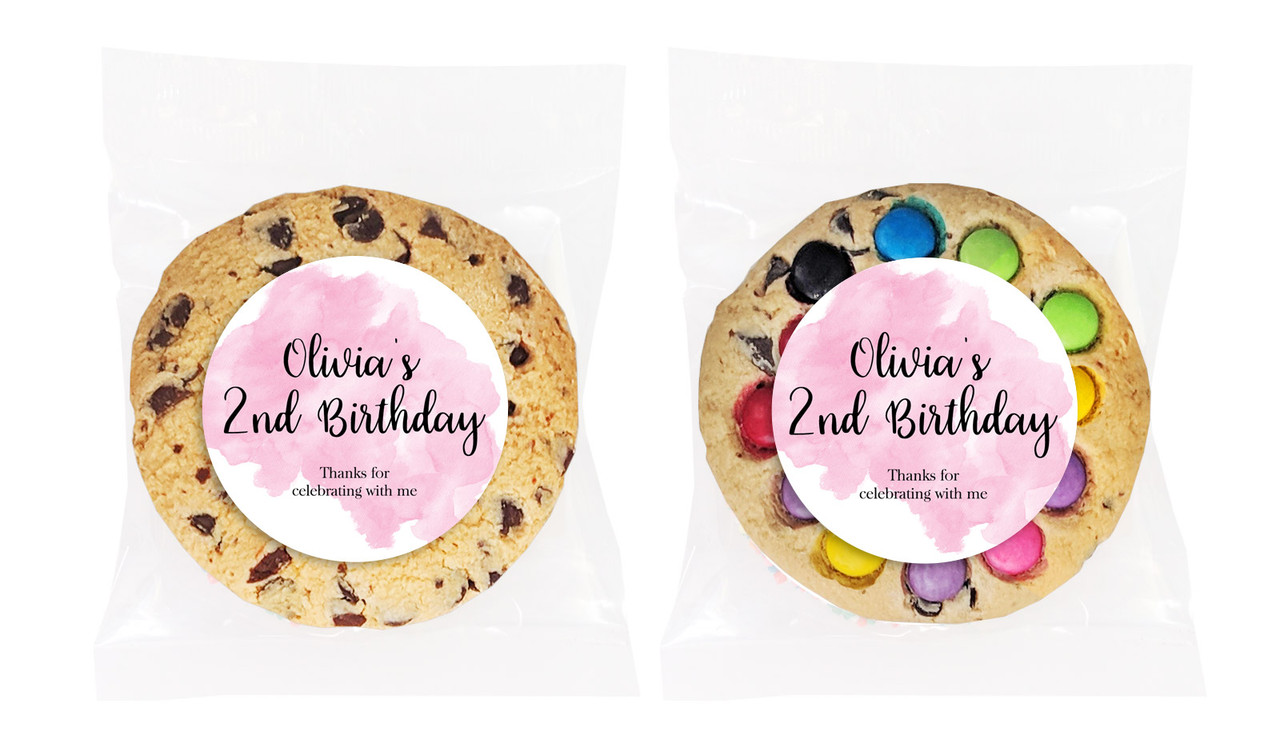 A Splash Of Watercolour Pink Personalised Birthday Cookie