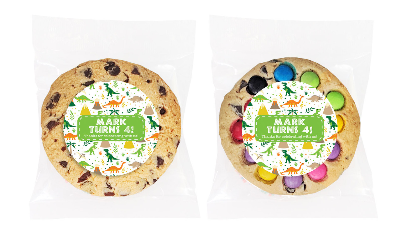 Dinosaur Background Personalised Birthday Cookie