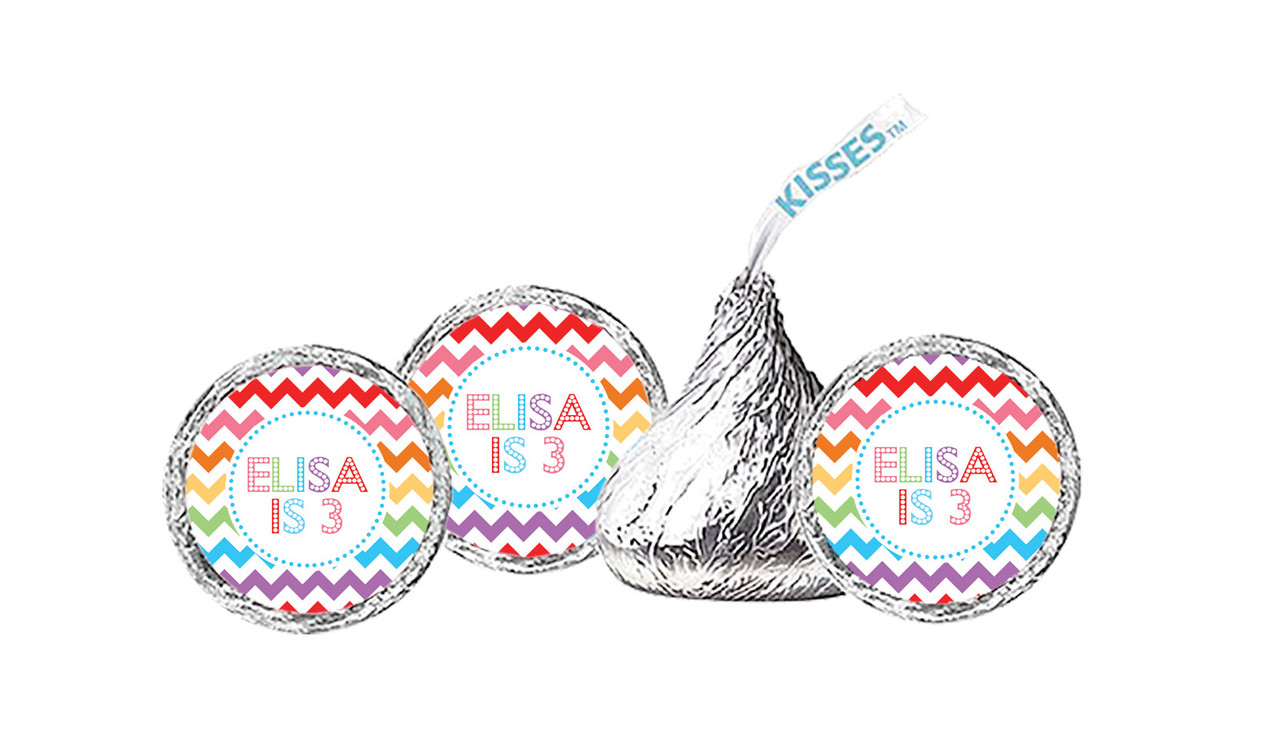 Chevron Rainbow Personalised Birthday Hershey's Kisses
