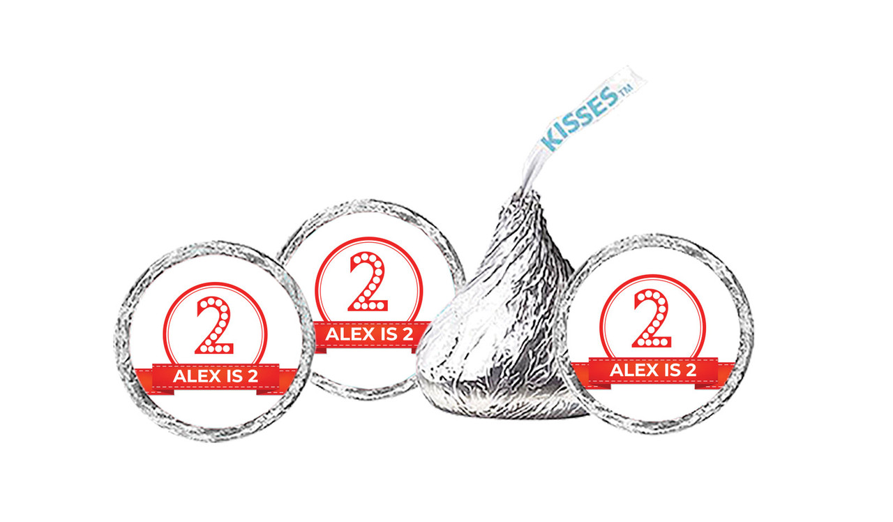 Numbers In Red Personalised Birthday Hershey's Kisses