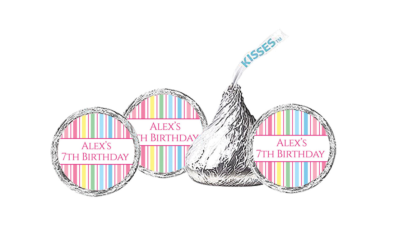 Pastel Stripe Personalised Birthday Hershey's Kisses