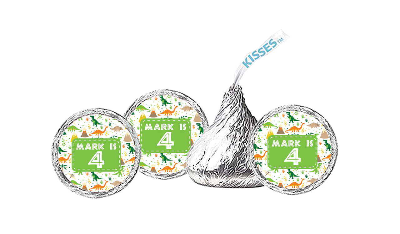 Dinosaur Background Personalised Birthday Hershey's Kisses