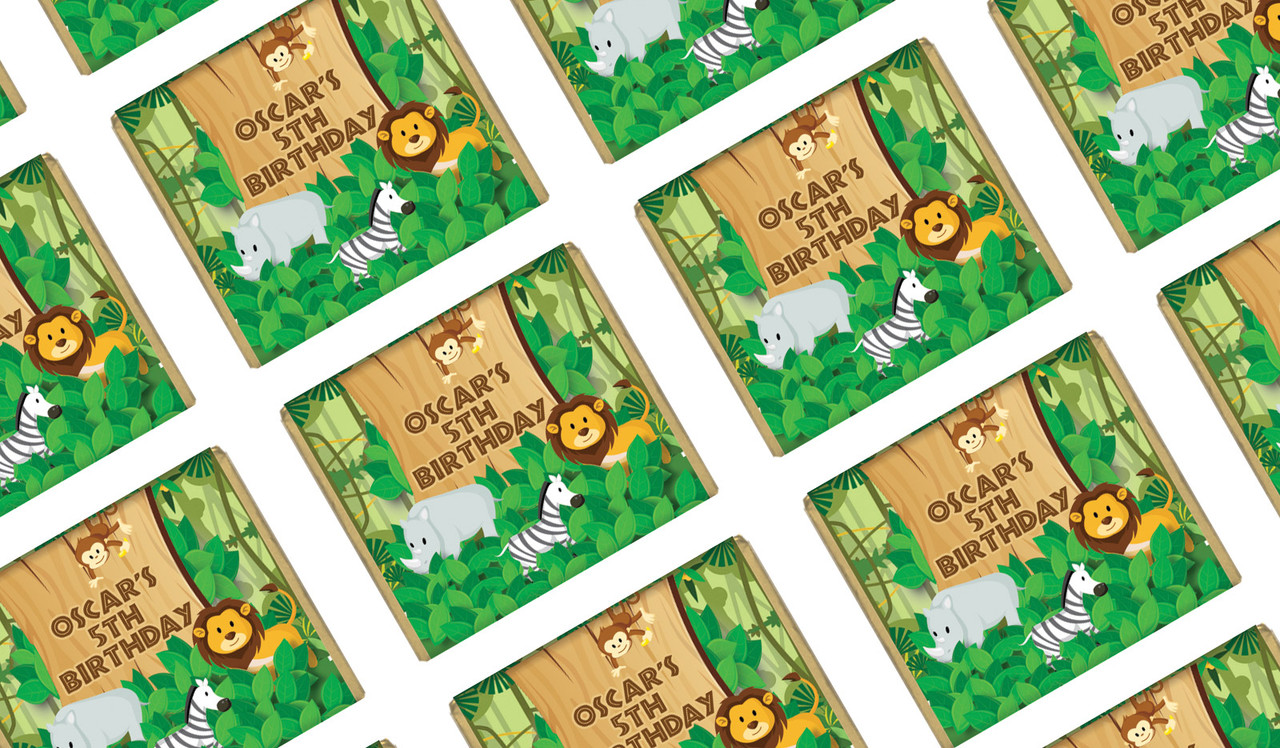 Jungle Animals Personalised Birthday Mini Chocolates