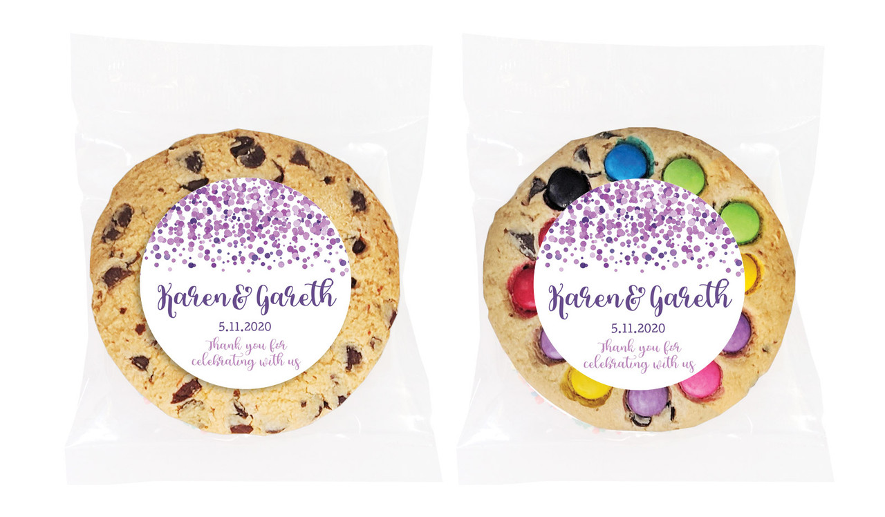 Purple Confetti Personalised Cookie